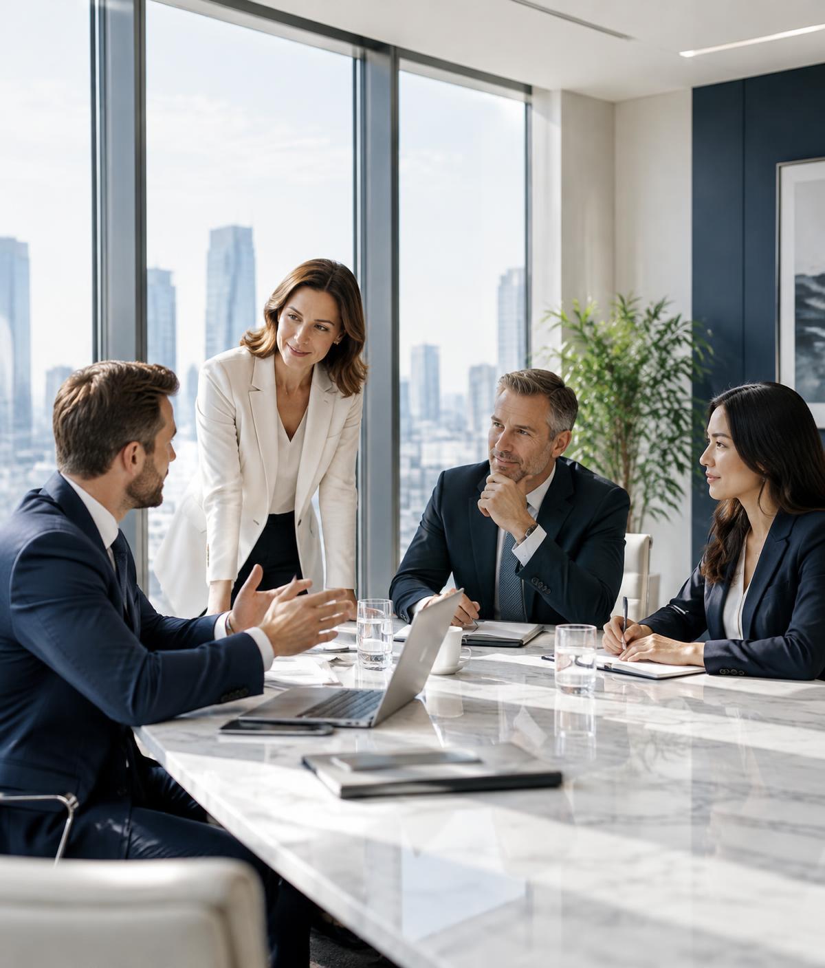 Reunião executiva em escritório corporativo (imagem ilustrativa)